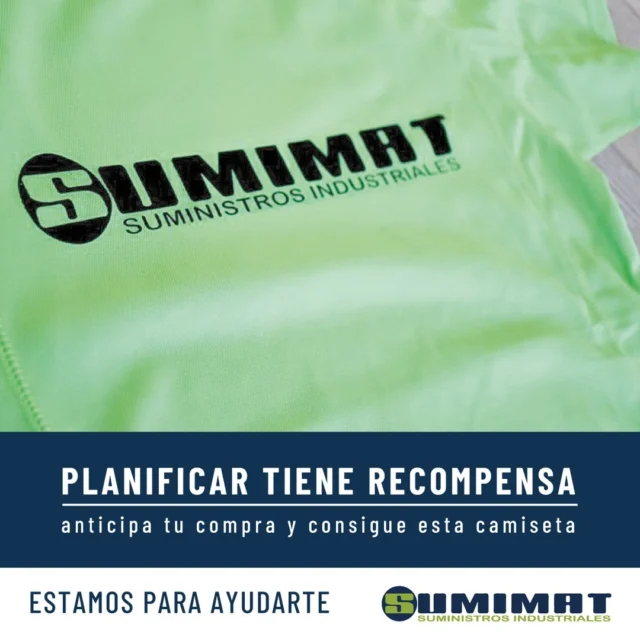 🌟 ¡En SUMIMAT, ser previsor tiene sus beneficios! 🎁
Aprovecha nuestra promoción de verano y obtén como REGALO nuestras exclusivas camisetas SUMIMAT 👕.
✔️ Condiciones:
- Realiza pedidos superiores a 500€.
- Cada empresa puede obtener hasta 5 camisetas como máximo durante la promoción.
- Promoción válida hasta el 31 de agosto.
Para más información, contáctanos al 964 10 09 02.
¡No pierdas tiempo! Llámanos o escríbenos a sumimat@sumimat.com ¡y prepárate para recibir tu pedido!
#suministrosindustriales #promociónveraniega #camisetastécnicas #sumimat #verano