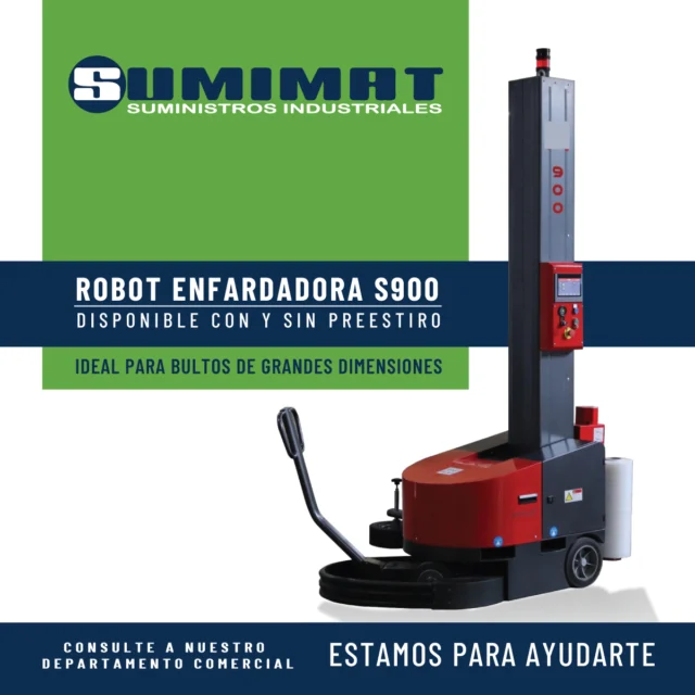 🔝🔝 ROBOT ENFARDADORA S900 - Disponible con y sin preestiro, IDEAL PARA BULTOS DE GRANDES DIMENSIONES
Si eres cliente tiene más información en tu mail, si no,
📞Llámanos al 964 10 09 02 o 📩 escríbenos un mail sumimat@sumimat.com
¡Estamos para ayudarte!
#menosplastico  #ENFARDADORAS900 #sumimat #suministrosindustriales #ahorrointeligente